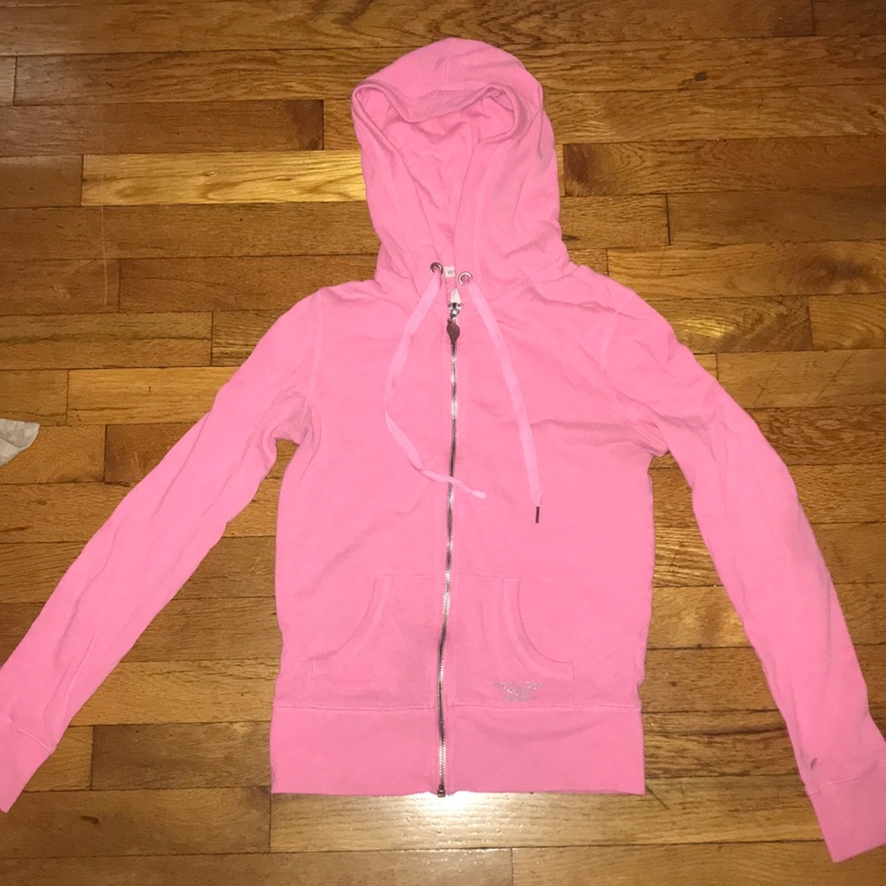 pink full zip victoria’s secret hoodie